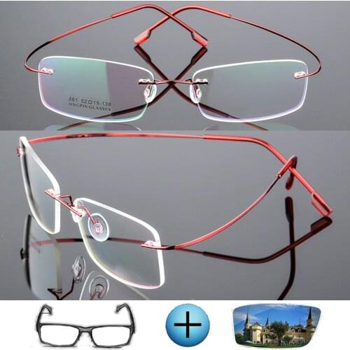 9 Colors Ultra-light Titanium Alloy Rimless Optical Frame Custom Made Prescription Glasses Photochromic Myopia Near-sighted