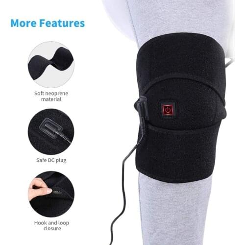 USB Heated Warm Knee Pad Brace Wrap Pain Relief Rechargeable Knee Heating Support Brace Electric Massager Adjustable Temperature