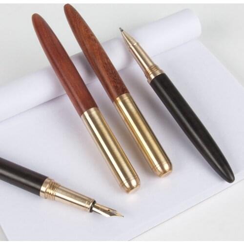 High Quality vintage Fountain Pen Rosewood and Brass Pen gift sign pen Pure Copper Pen for travel, office, business