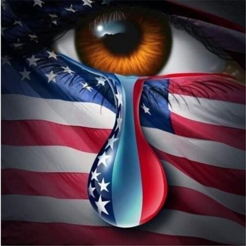 Yumeart 5D DIY Mosaic Diamond Painting Full Square Eye American Flag Diamond Embroidery Beads Set Portrait Tears Modular Picture
