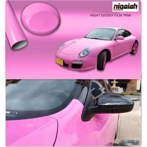 1.52*18m Premium Hight Glossy Film Pink Car Wraps Vinyl Film Wrapping Sheet For Car
