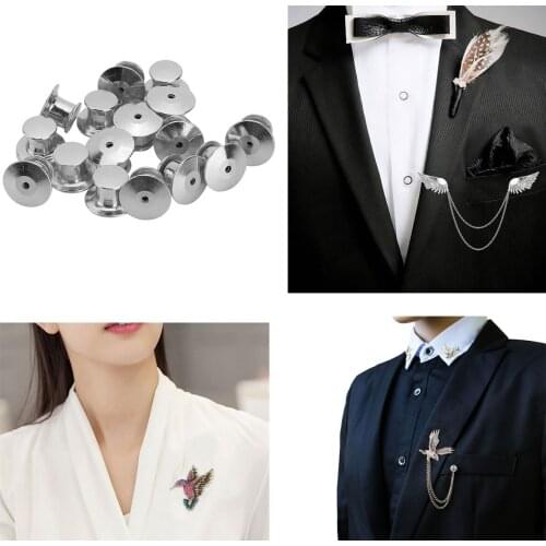 16 Universal Locking Pin Backs Metal Lapel Pin Brooch Keepers Buttons Backing Holder Clasp Uniforms Badge Decorative DIY Crafts