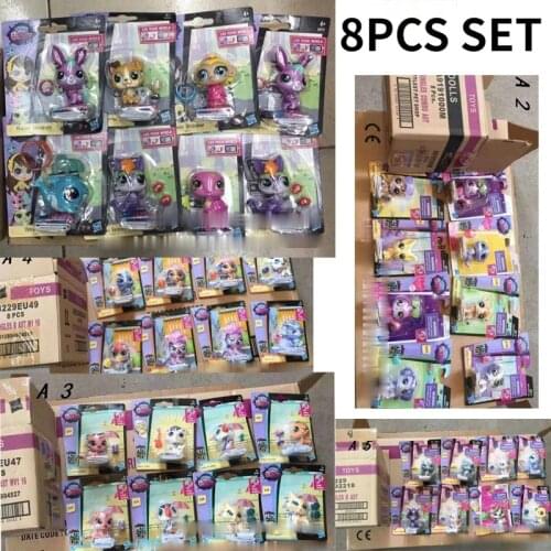 8PCS/SET Littlest Pet Shop LPS Figures Shake Head Dolls Anime Pets Shop Action Figures Toys Collection Cats Dogs Model Kid Gift