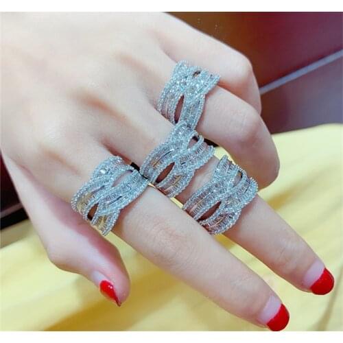 925 Sterling Silver Luxury Rings For Women Hyperbole CZ Bridal Wedding Engagement Fine Diamond Jewelry Party Accessories