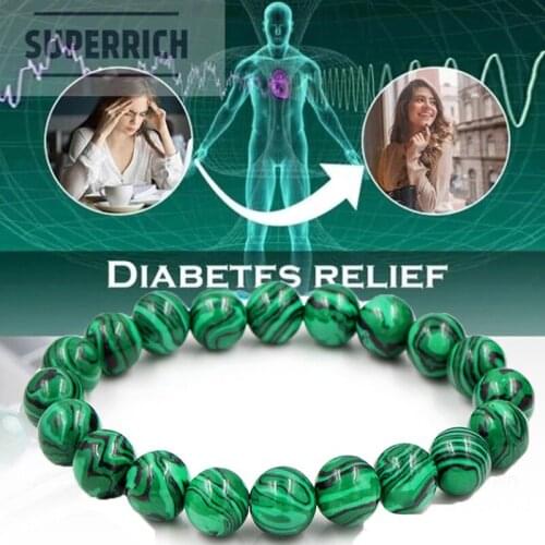 10MM Malachite Bracelets for Women Men Natural Stone Beaded Bracelet Round Shape Diabetes Relief Bracelet Lucky Jewelry Gift