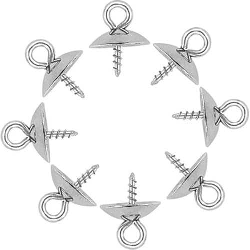 50pcs Stainless Steel Cup Pearl Screw Eye Pin Bail Peg Pendants for Half-drilled Beads DIY Charms Connectors Jewelry Making