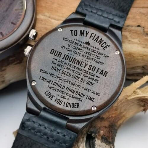 Night light carving meaningful content wood watch for boyfriend fiance