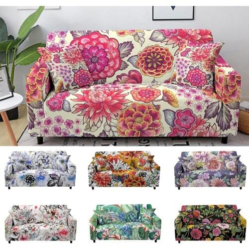 Flower Sofa Cover Elastic Stretch Couch Cover Slipcover Sofa Covers for Living Room Sofa Protector Loveseat Armchair Cover