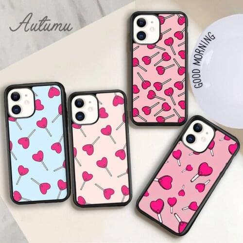 Heart Lollipops Collection Phone Case for iPhone 11 12 Pro Max mini X XR XS SE 2020 5 6S 7 8 Plus Samsung Galaxy S8 S9 S10 Cover