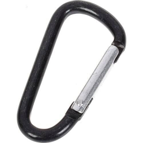 5pcs Black Aluminum Carabiner D-ring Key Chain Clip Safety Buckle Keyring Snap Hook Outdoor Camping Travel Sport Equipment Tools