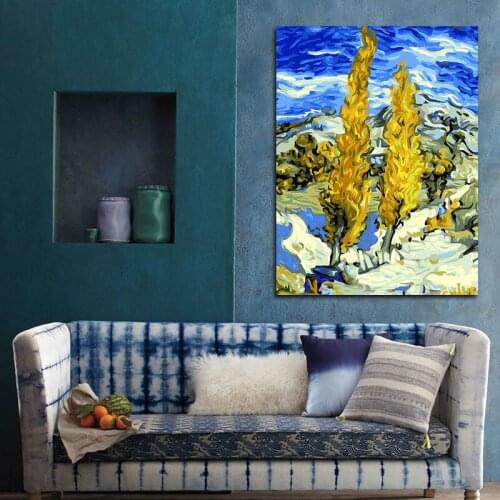 Diy digital painting Saint Remy poplar digital paint by numbers Vincent Van Gogh coloring by numbers