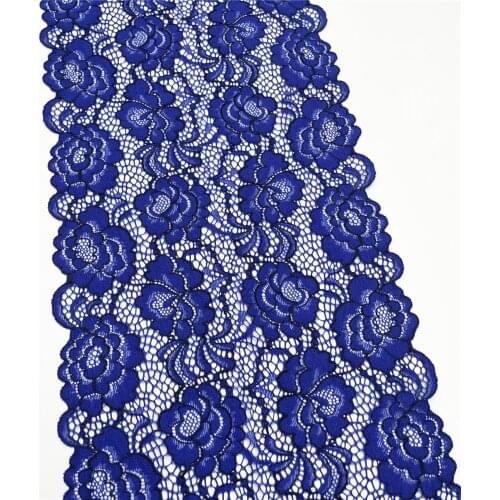 3y/lot 22cm Blue Yellow Flower Elastic Stretch Lace trim Skirt Hem Underwear Sewing Craft DIY Apparel Fabric Lace Bjd Lingerie