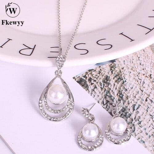 Fkewyy Korean Fashion Necklace For Women Bridal Jewelry Sets Pearl Earrings Bohemia Accessories Necklaces For Women Earring Gift