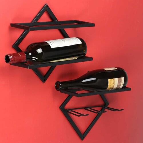 Metal Iron Wall Mount Wine Bottle Holder Creative Free Combination Home Decoration Wine Rack Bar Wine Rack Wall Hanging Decor