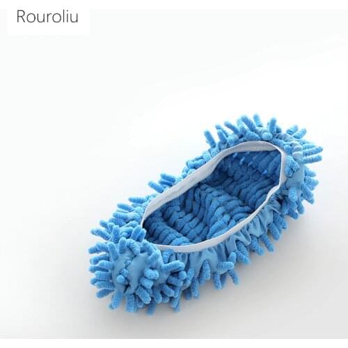 Rouroliu 6psc/lot Multi-Function Washable Dust Mop Slippers Reusable Microfiber Floor Cleaning Shoes Cover
