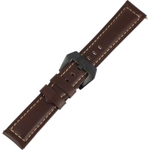 Male 20mm 22mm 24mm 26mm Brown Watch Band Genuine Leather Watches Strap Black Pin Buckle Wristwatch Accessories Replacement Belt