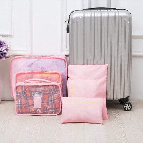 6Pcs Business Trip Zip Lock Bags Set Cloth Luggage Organizer Travel Storage Bag Trunk Classify Arrange Pouch Suitcase Shoes L02