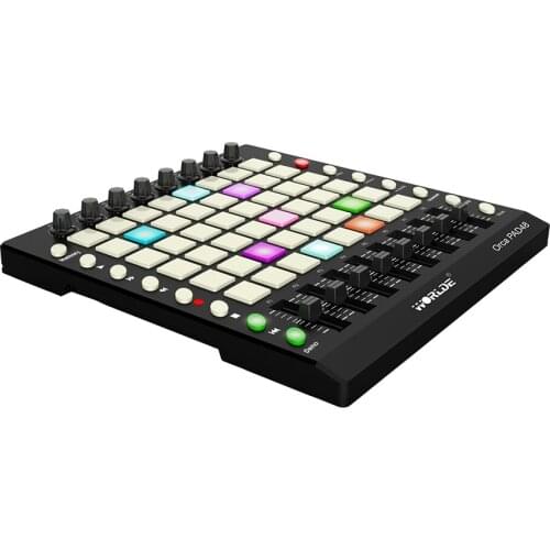 PAD48 Portable USB MIDI Drum Pad Controller 48 RGB Backlit Pads 8 Knobs 16 Buttons 8 Sliders DC USB Power Supply
