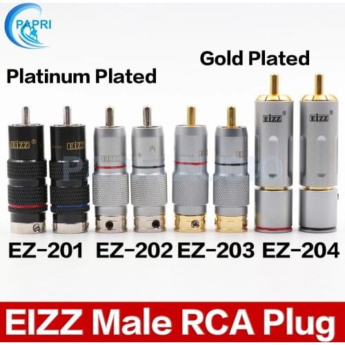 PAPRI 4PCS EIZZ Gold Plated Rhodium Plated Male RCA Plug Connector HIF Amplifier Audio Video CD Player Signal line plug