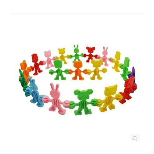 Plastic Small People Construction Building Blocks Souptoys 2-7 Year Old Children Kindergarten Desktop Toys 350g/set