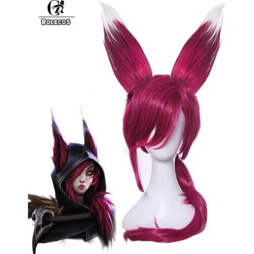 ROLECOS LOL Cosplay Xayah Synthetic Hair LOL Xayah Cosplay Headwear Long Purple Synthetic Hair 70cm / 27.56inch