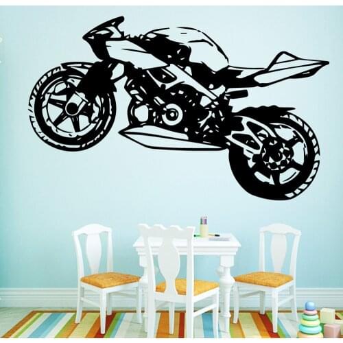 Cartoon Motorcycle Removable Art Vinyl Wall Stickers Decorative Vinyl Wall Art MURAL Drop Shipping