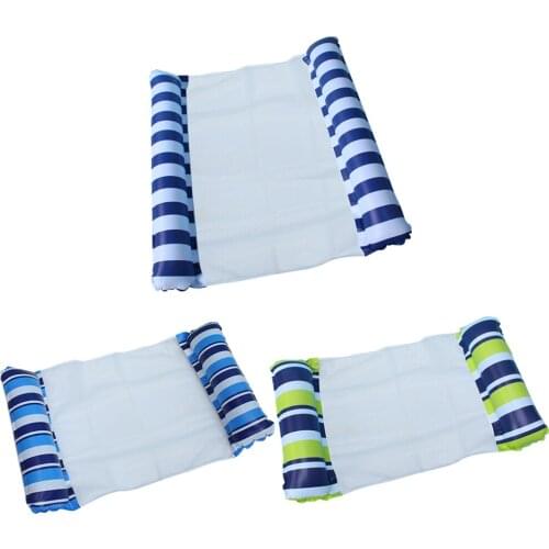 PVC Water Hammock Recliner Stripe Mesh Inflatable Floating Bed Air Mattress for Summer Swimming Pool Water Amusement