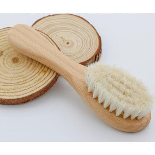 Baby Wool Brush Hairbrush Newborn Infant Hair Wooden Comb Set Infant Comb Head Massager Cleaning Brush Supplies