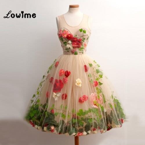 Chic Flower Cocktail Party Dress 2016 Couture Knee Length Graduation Dress For Teens Vestido De Formatura Homecoming Dresses