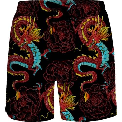 Casual Shorts Animal Style Dragon Printing Pattern Short Pants Breathable Quick Dry Running Sports Shorts Men Board Shorts