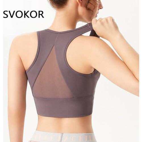 SVOKOR Mesh Sport Bra Women Fitness Crop Top Fitness yoga Bras Running Shockproof Underwear Breathable Push Up Active Clothing