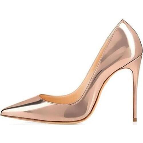 Thin High Heels Women Shoes Women Pumps Patent Leather Slip On 10CM Pointed Toe Sexy Party Wedding Dress Office & Career Shallow