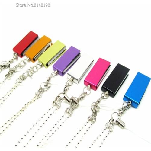 High quality 8colors metal usb flash drive 8GB4GB mini Pen drive 32GB16GB Rotation memory Stick flash disk real capacity lanyard