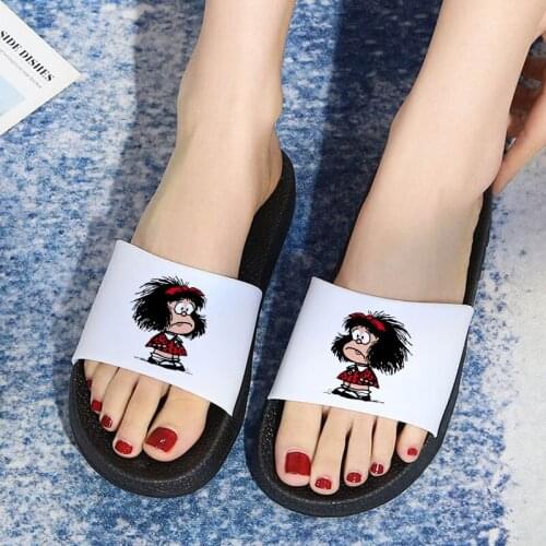 Shoes for women 2021 Funny Cartoon Mafalda Summer Comfortable Indoor Bedroom Home Shoes Ladies Flip Flops Women