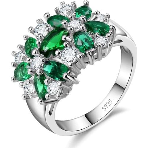 Purple 925 Sterling Silver Sparkling Rings for Women Girls Brilliant CZ Crystal Wedding Engagement Jewelry Promotion Sale