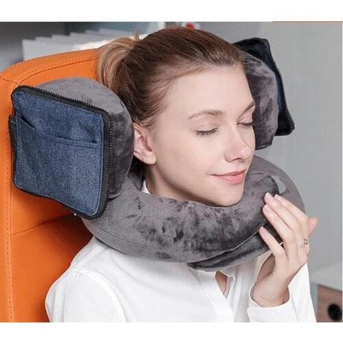 2020 New Protable Soft U-Shape Travel Cushion Pillow for Car Airplane Inflatable Neck Pillow Travel Accessories Protection