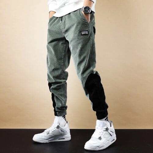 2021 Style Fashion Men Jeans Wide Leg Casual Corduroy Cargo Pants Hombre Spliced Designer Streetwear Hip Hop Joggers Trousers