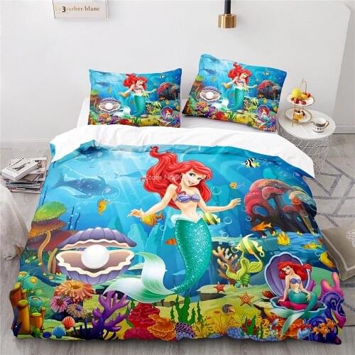 3D Printed The Little Mermaid Ariel Bedding Set Queen King Comforter Cover / Duvet Cover Pillowcase Set Home Textile Bedclothes
