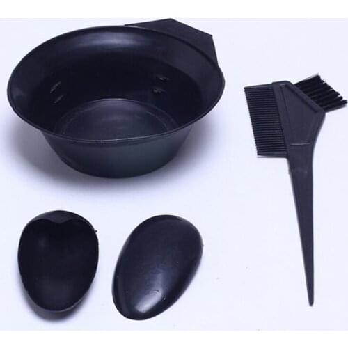4PCS Black Hairdressing Tool Brushes Bowl Combo Salon Hair Color Dye DIY Set