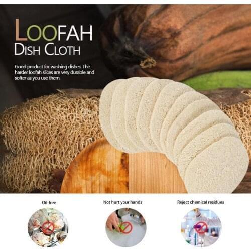 5pcs Natural Loofah Dishwashing Cloth Scrub Pad Dish Bowl Pot Easy To Clean Scrubber Sponge Kitchen Clean Brushes Scrub Pad