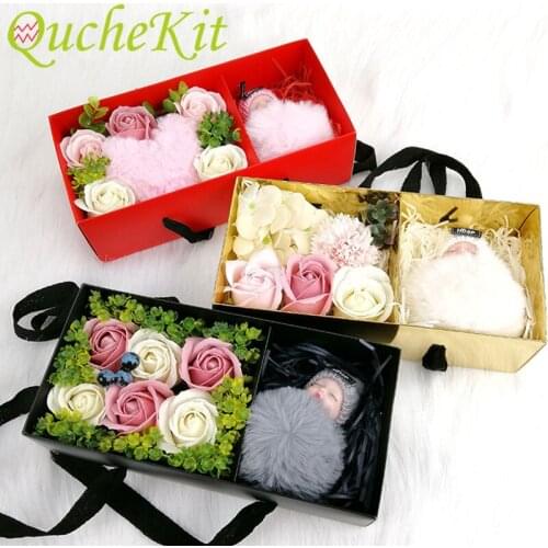 5pcs Rectangle Portable Gift Box Folding Rose Flowers Jewelry Box Wedding Valentines Mothers Day Gifts Box Florist Supplies