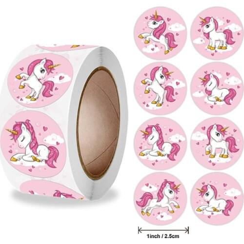 50-500pcs Animal unicorn Mermaid Thank you Sticker Packaging Sealing Sticker for kindergarten Student Birthday Gift Decoration