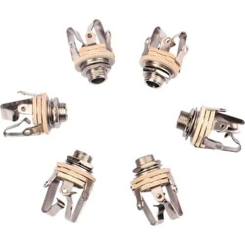 6Pcs Electric Guitar Bass Stereo Jack Dual Channel Jack 6.3Mm 6 Pack