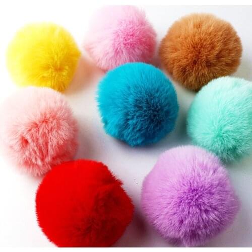 6cm Solid Rex Rabbit Color Fur Ball Keychain School Bag Hat Scarf Diy Handmade Materials Wholesale Support Mixed Color 25Pcs