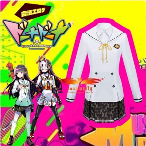 Anime Dohna Dohna: Lets Do Bad Things Together! Mibu Kikuchiyo Girls JK Uniform Skirt Adult Cosplay Costume Outfits Halloween