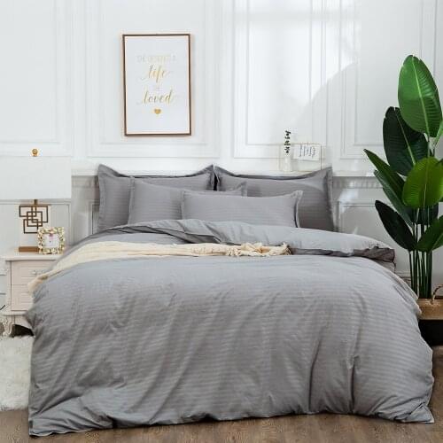 Satin Strip Bedding Set Egyptian Cotton 4 Pieces Bed Sets Queen King Size Double Bed Linens Duvet Cover And Pillowcase Sheet