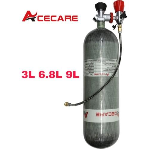Acecare 3L/6.8L/9L Carbon Fiber Cylinder 300bar/4500psi HPA Pcp Airgun Charging Tank Airforce Condor Gauge Valve Filling Station