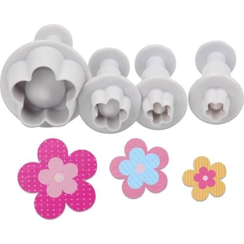 Free Shipping High Quality 3pcs Plum-Flower Cake Plunger Cutters DIY Fondant Molds Set