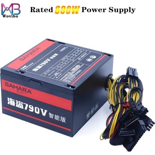 Computer Power Supply 600W Rated Pc PSU Max 800W ATX Case Gaming 120mm Fan 20/24PIN 12V fuente de alimentacion EU Plug