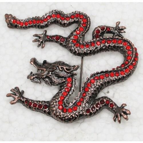 Dragon Brooch Red Rhinestone Pin brooches C343 C3